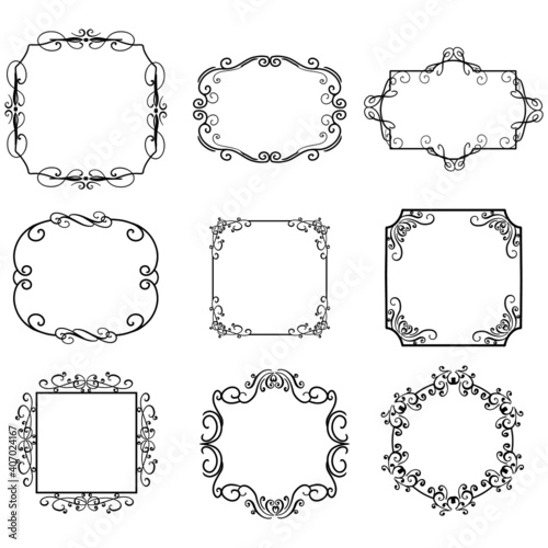 Vector Frames. Vintage frame set. Victorian Ornament Bundle. elegant frame and border illustrations. Isolated vector Frames. Blank Labels. Decorative Backgrounds. Silhouette Frames.