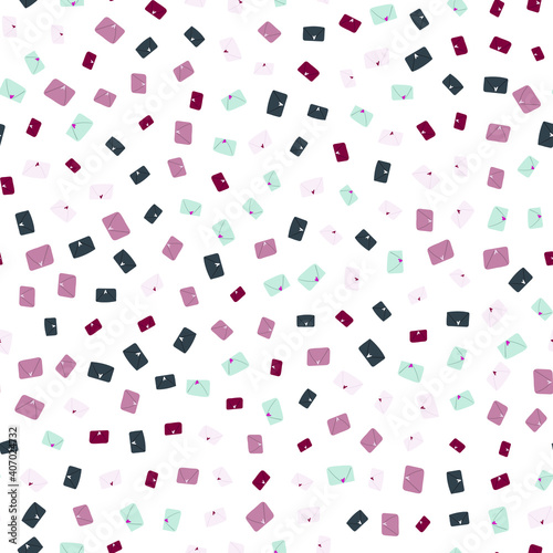 Seamless vector pattern for Valentine's Day with hearts and the postal envelopes. Mail about love, break and engagement. Stock vector