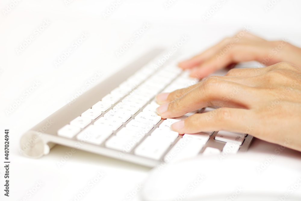 Working at home with laptop woman writing a blog.Hands of an office woman typing. Female hands on the keyboard. Working at home with laptop woman writing a blog.Hands of an office woman typing. Female hands on the keyboard.