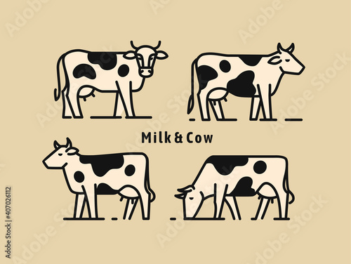 Four Cow linear style icon