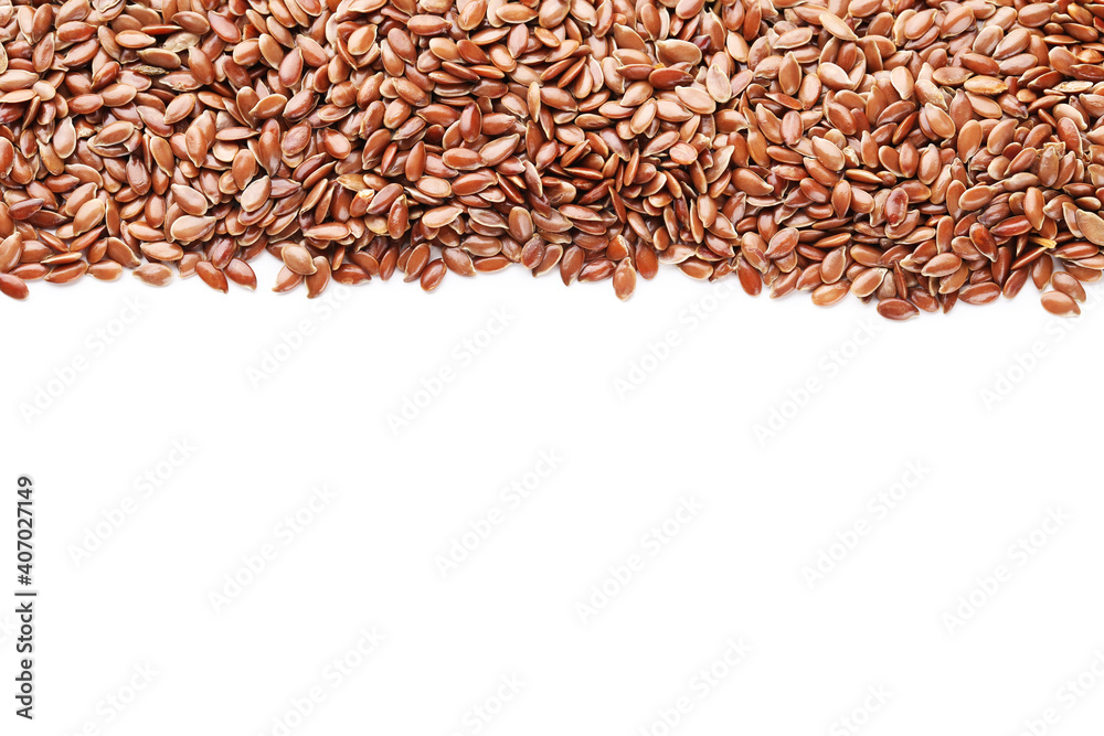 Obraz premium Flax seeds on white background