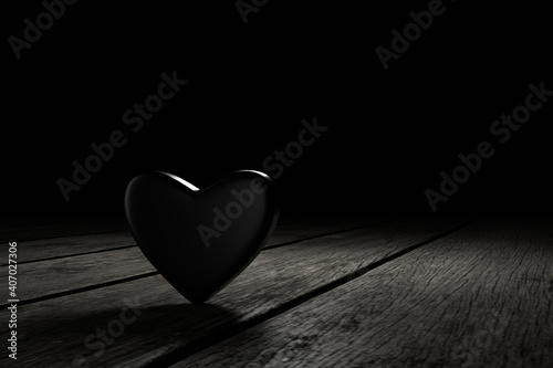 Fotografía Heart shape in the darkness. 3D rendering.