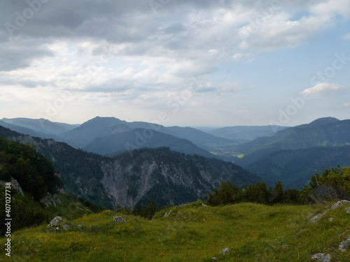 Mountain hiking tour to Schildenstein mountain, Bavaria, Germany