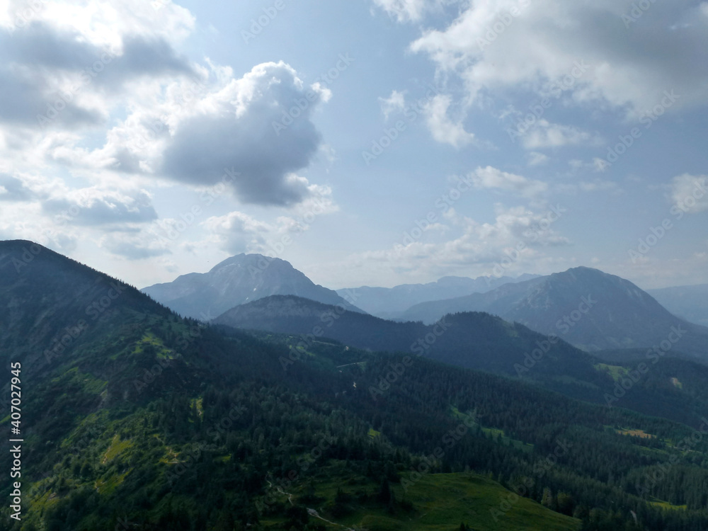 Mountain hiking tour to Schildenstein mountain, Bavaria, Germany Mountain hiking tour to Schildenstein mountain, Bavaria, Germany
