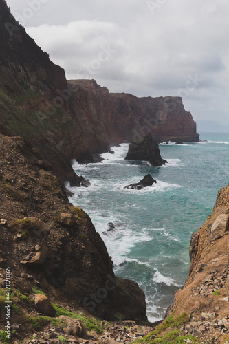 Cliffs in ocean in Madeira