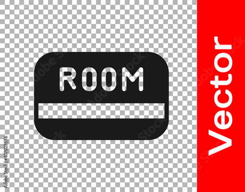 Black Hotel key card from the room icon isolated on transparent background. Access control. Touch sensor. System safety, protection. Vector.