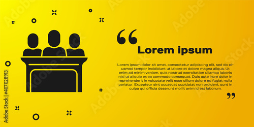 Black Jurors icon isolated on yellow background. Vector.