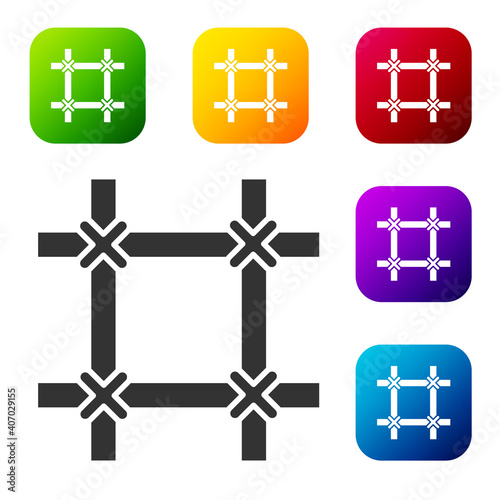 Black Prison window icon isolated on white background. Set icons in color square buttons. Vector.