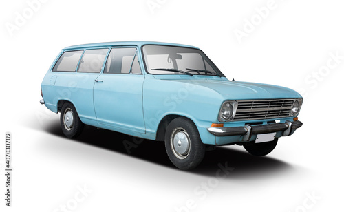 Classic German station wagon car isolated on white 