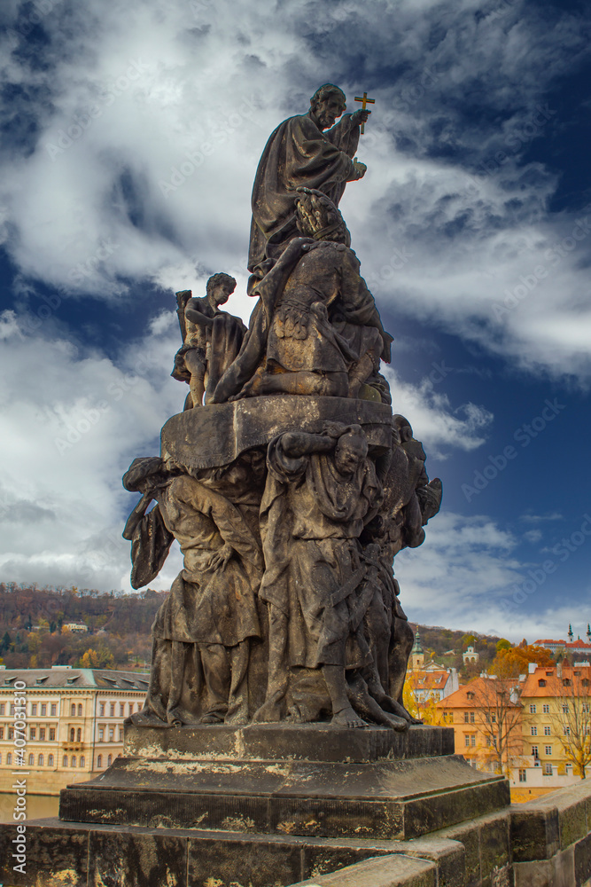 Statue of Francis Xavier, Charles Bridge in Czech Republic