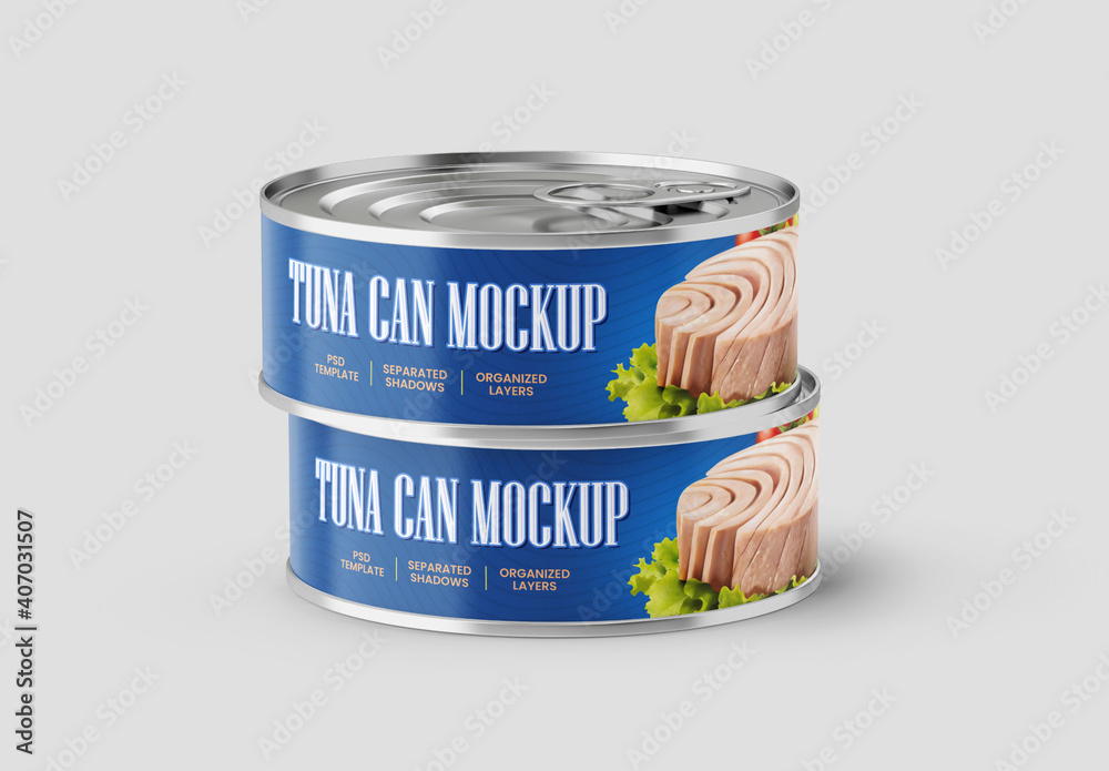Modelo de Tuna Tin Can Mockup Set do Stock Adobe Stock
