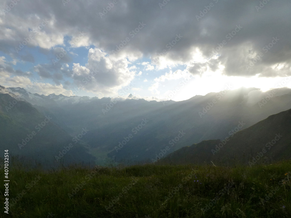 Stubai high-altitude hiking trail, lap 1 in Tyrol, Austria Stubai high-altitude hiking trail, lap 1 in Tyrol, Austria