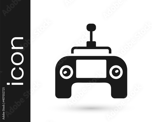 Black Drone radio remote control transmitter icon isolated on white background. Vector.