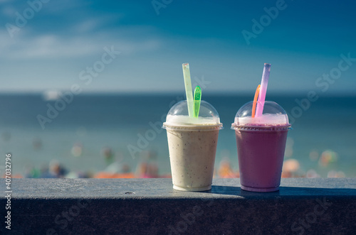 milkshakes on the sea in summer