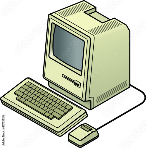 An old vintage/retro obsolete computer.