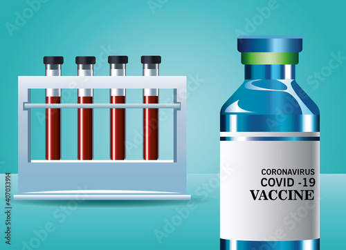 covid19 virus vaccine vial bottle and tubes test