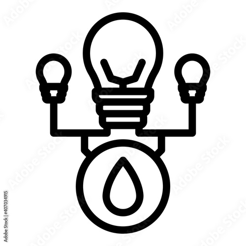 Hydro power light bulb icon. Outline hydro power light bulb vector icon for web design isolated on white background