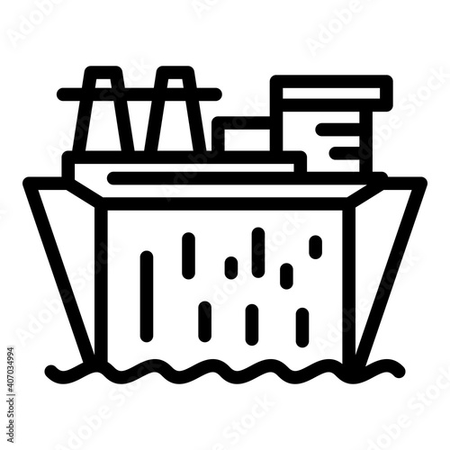 Hydro power factory icon. Outline hydro power factory vector icon for web design isolated on white background