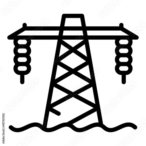 Hydro power tower icon. Outline hydro power tower vector icon for web design isolated on white background