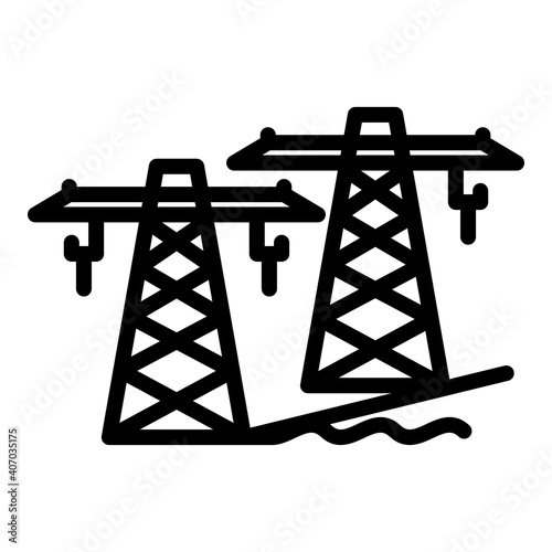 Hydro power electric tower icon. Outline hydro power electric tower vector icon for web design isolated on white background