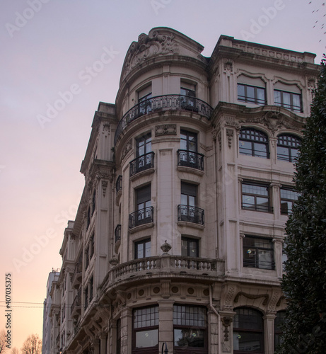 Edifice architectonic at sunset