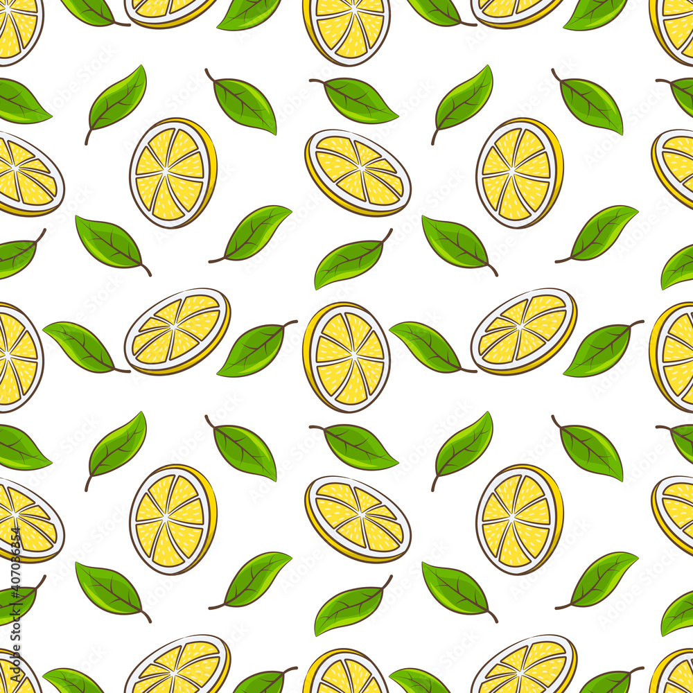 Lemon slices seamless pattern
