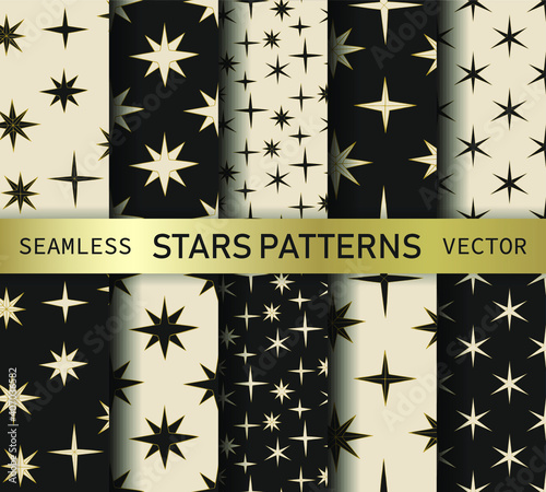 Collection of stars patterns. Vector stellar constellation set. Cosmic pattern. Space zodiacal universe background set. Astronomy Astrology objects pack. For design, wrapping, textile, cover etc.	