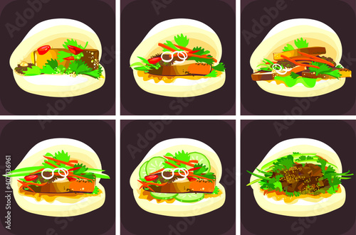 BBQ pork bao, Gua bao, Pork bao, Chinese food,  asian food, Taiwanese burger, Steamed bacon bao,  tacos, pita