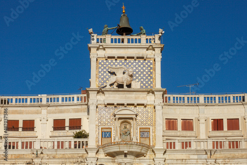 Принти на полотні Piazza di San Marco,  tower (torre dell orologio), Venice, Italy
