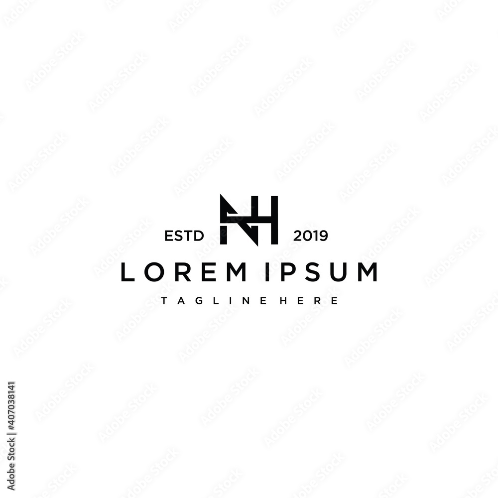 NH or HN initial logo design template