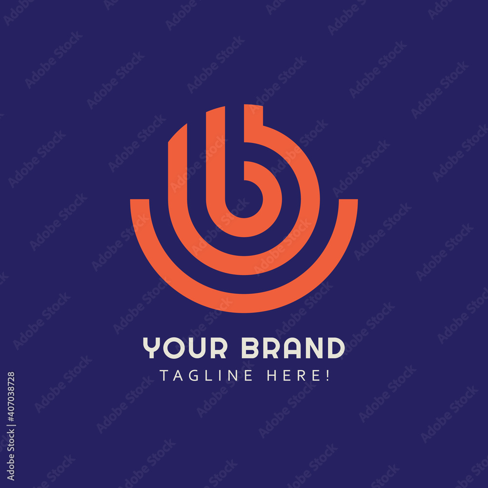 Obraz premium letter UB BU UUB monogram logo. clean and minimal monoline logo concept