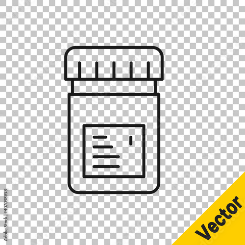 Black line Biologically active additives icon isolated on transparent background. Vector.