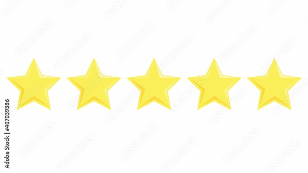 Five yellow stars customer product rating review. Vector flat illustration isolated on the white background Five yellow stars customer product rating review. Vector flat illustration isolated on the white background