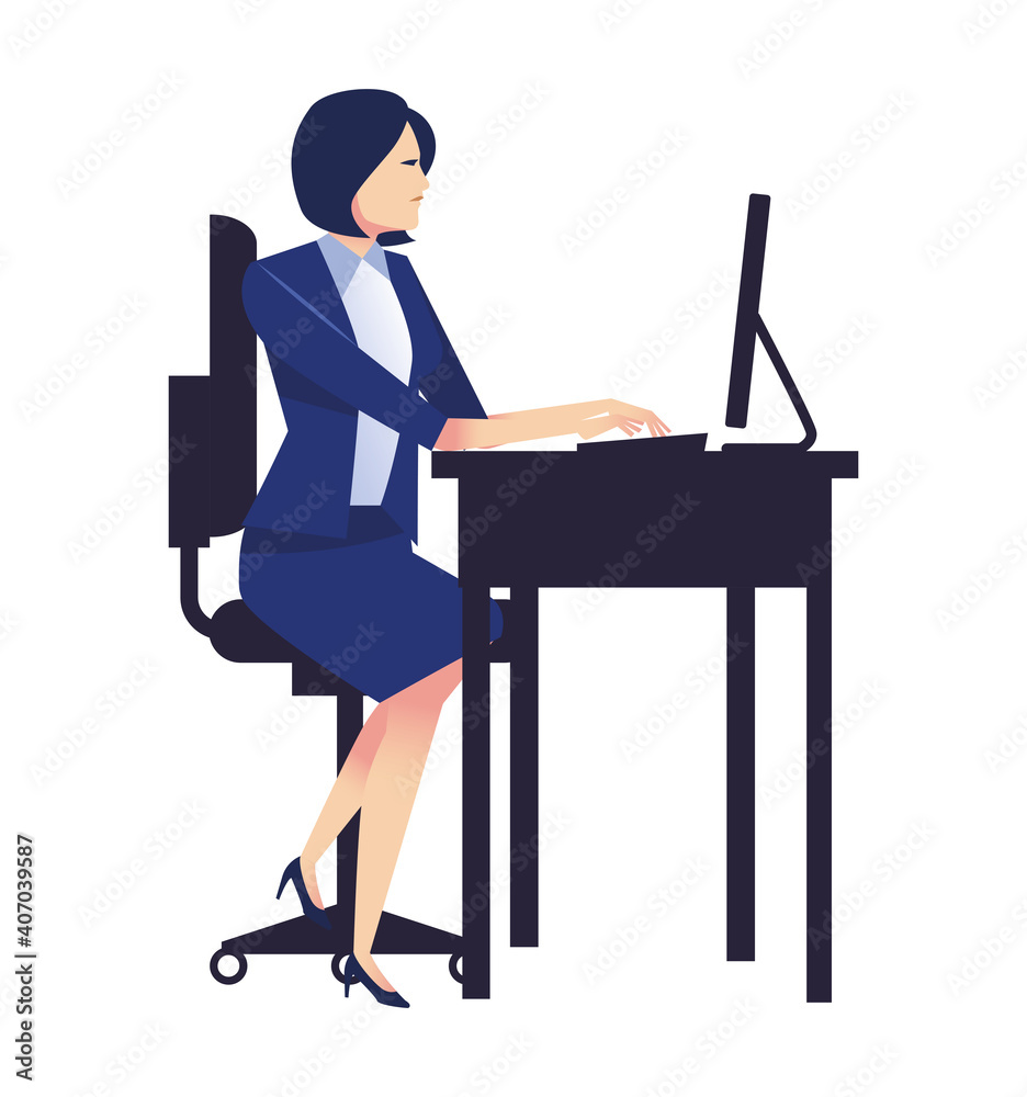 elegant businesswoman working in desktop in the workplace