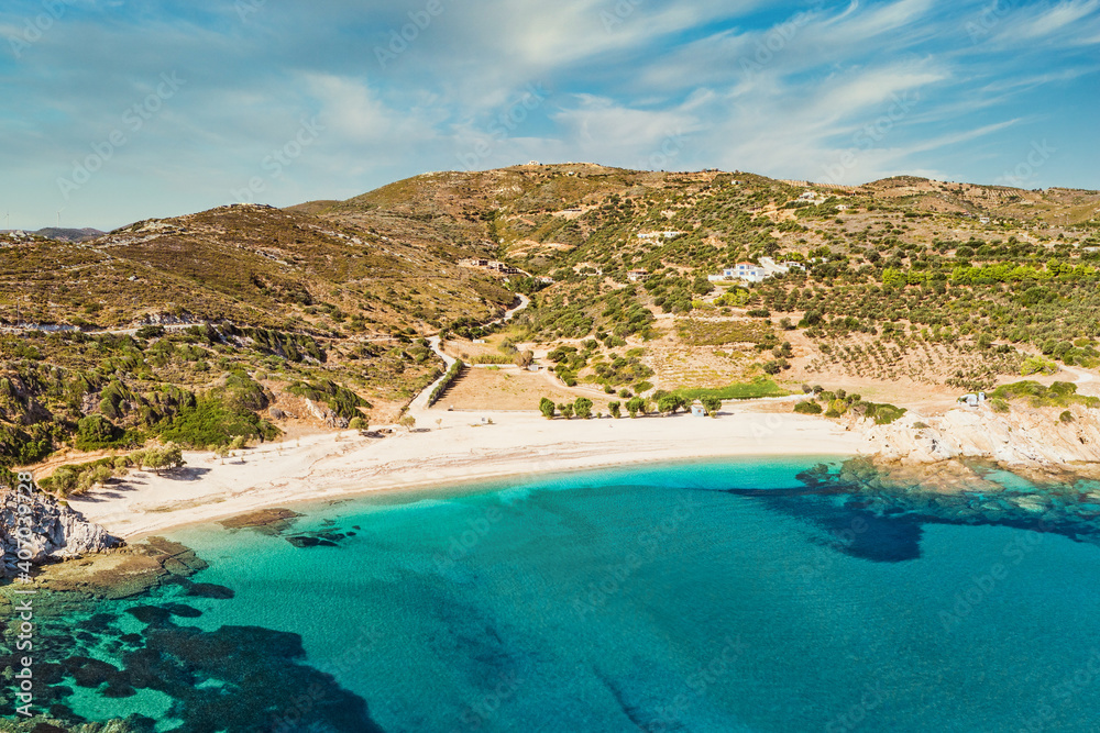 The beach Cheromylos in Evia island, Greece