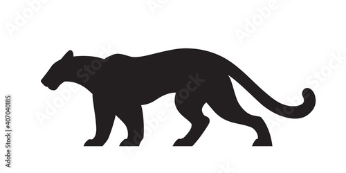 Black silhouette of panther. Vector wildcat illustration. Side view predator animal isolated on white background as logo, mascot or tattoo © Ekaterina