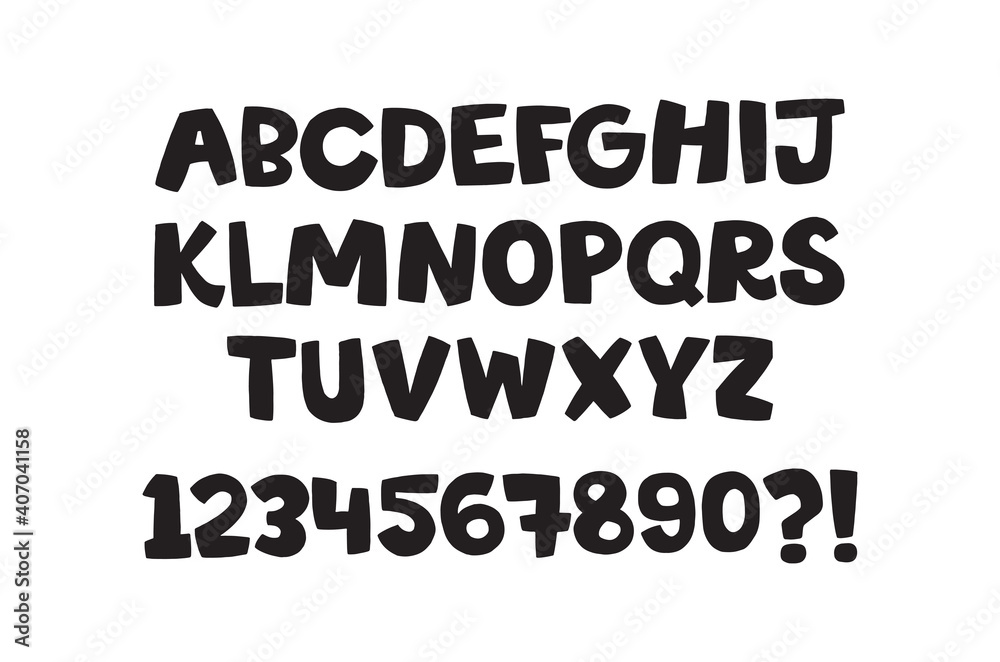 Vector stylized cartoon English Alphabet. Hand drawn typeface