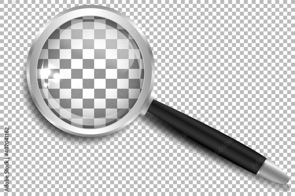 Vector. Realistic Magnifying glass with shadow on background. Vector. Realistic Magnifying glass with shadow on background.