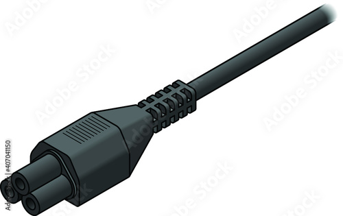 A PC/laptop power cord: 3-pin "clover" plug.