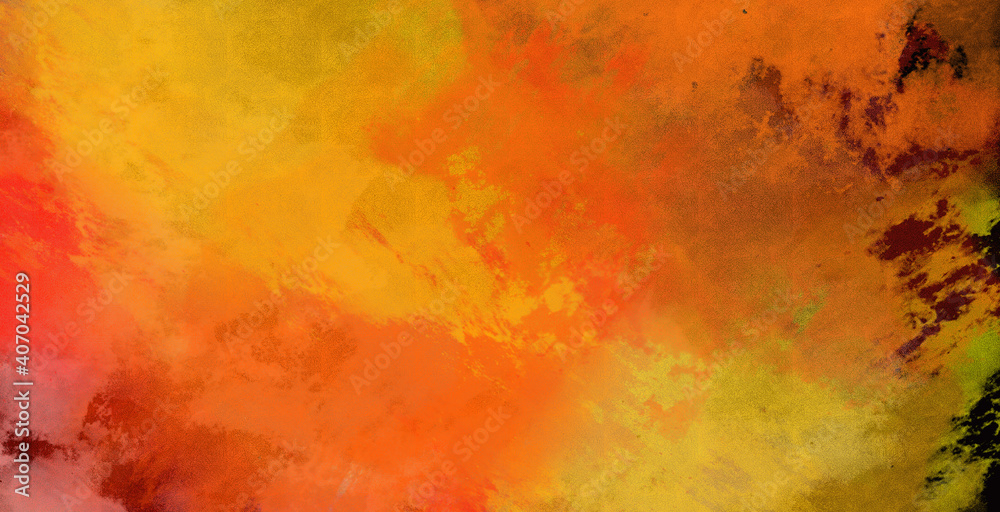 Red, orange, yellow, fire colors grunge abstract charcoal brush background