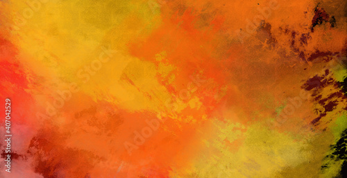 Red, orange, yellow, fire colors grunge abstract charcoal brush background