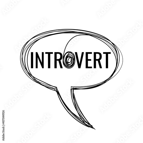 Introvert continuous line flat speech bubble in enclosed circle doodle. introversion concept icon, sign, symbol, logo. Vector illustration