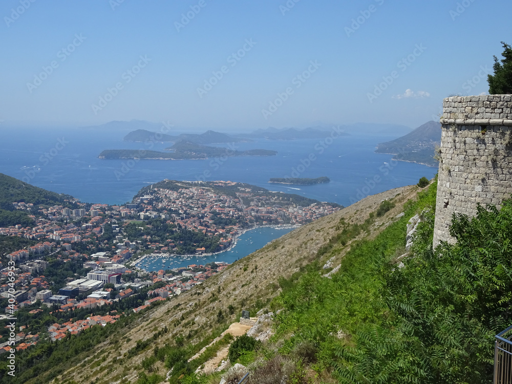 海, 風景, 空, 青, 水, 旅行, サマータイム, クロアチア, 古城