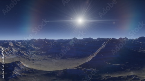 science fiction illustration  beautiful space background  a computer-generated surface  a fantasy world 3d render