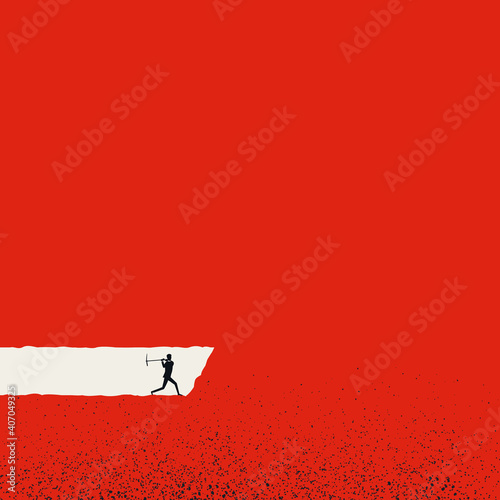 Business ambition and success vector concept with businessman digging underground.