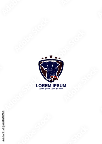Elephant Shield Emblem Logo Template