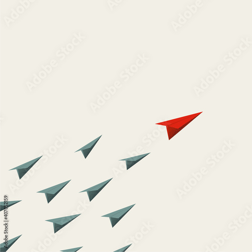 Business leadership vector cocnept with paper planes following leader. Symbol of success, inspiration.