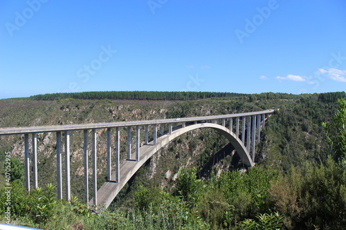 Fototapeta Naklejka Na Ścianę i Meble -  Bloukrans bunjee jumping bridge is an arch bridge located near Nature's Valley and Knysna in Garden route in western cape South Africa