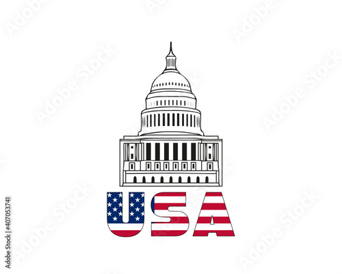 Vector icon of united states capitol hill building washington dc american congress white symbol design on white background