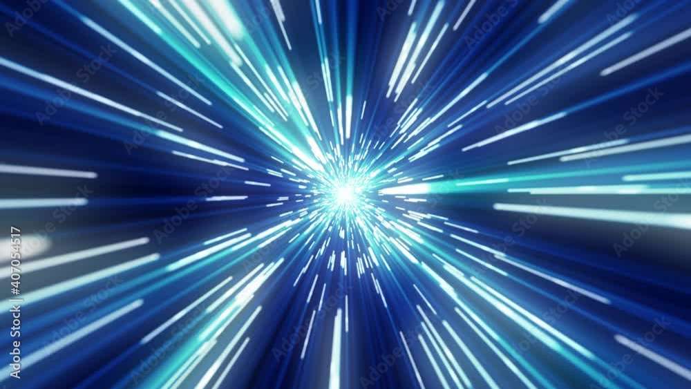 Light Speed Space Travel, Fast Moving Stars, Wormhole, Hyperspace Loop Animation. High Quality 4K Resolution.